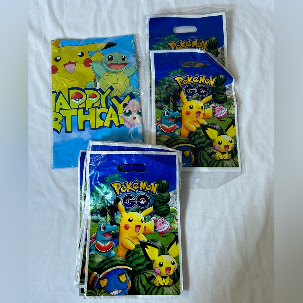 Pokemon Birthday Set Banner Loot Bags
